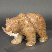 INUIT SOAPSTONE BEAR WITH BONE