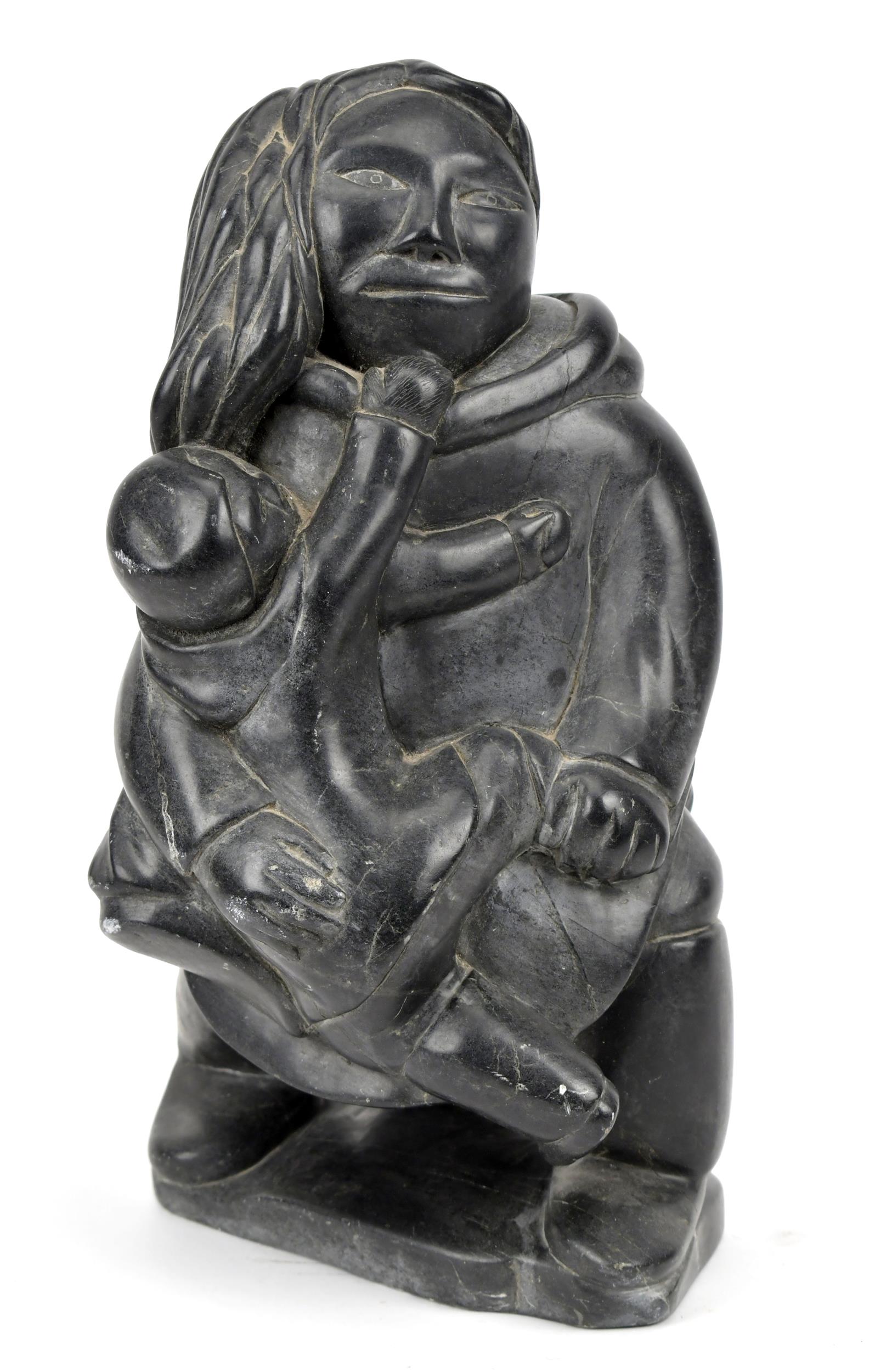 INUIT SOAPSTONE MOTHER AND CHILD