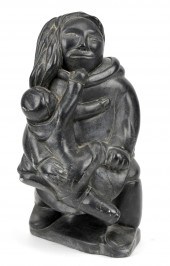 INUIT SOAPSTONE MOTHER AND CHI