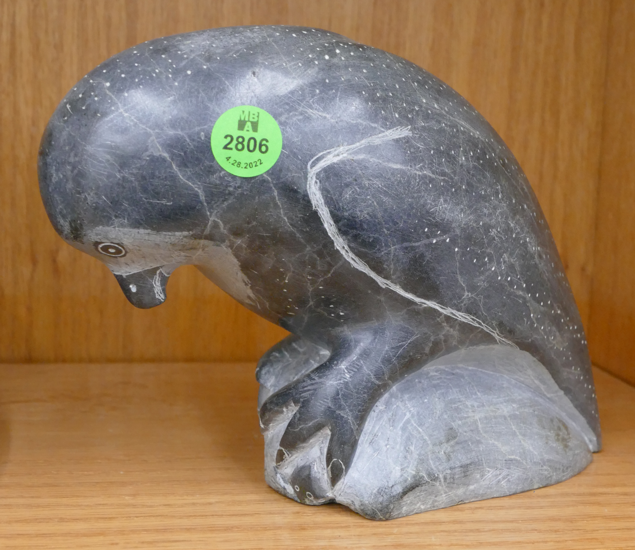 Inuit Soapstone Owl Sculpture- 6''