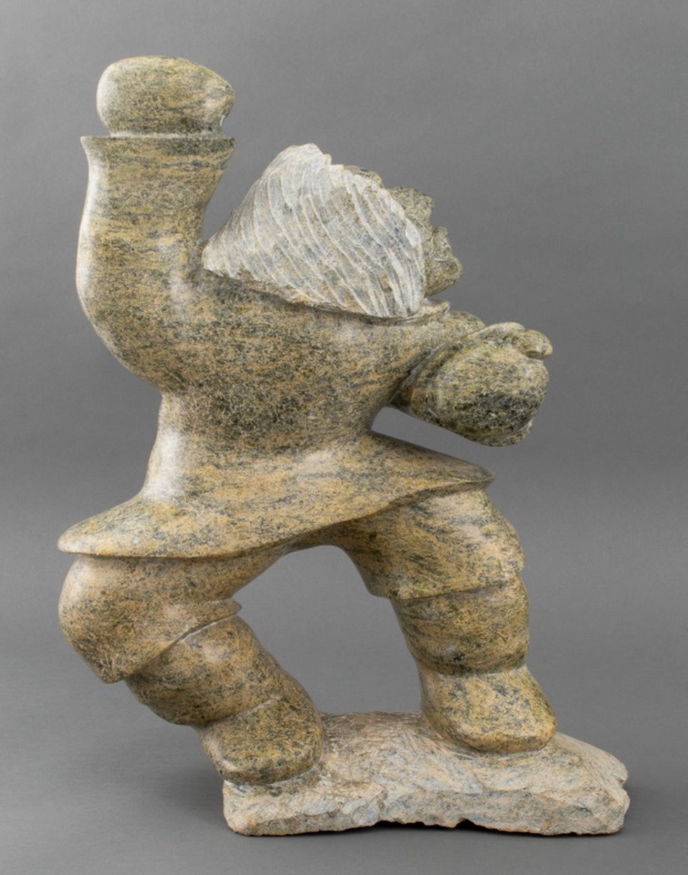 INUIT SOAPSTONE SCULPTURE OF A DRUM