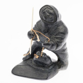 INUIT STONE CARVING, ICE FISHE