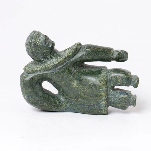 INUIT STONE SCULPTURE, MAN LYING