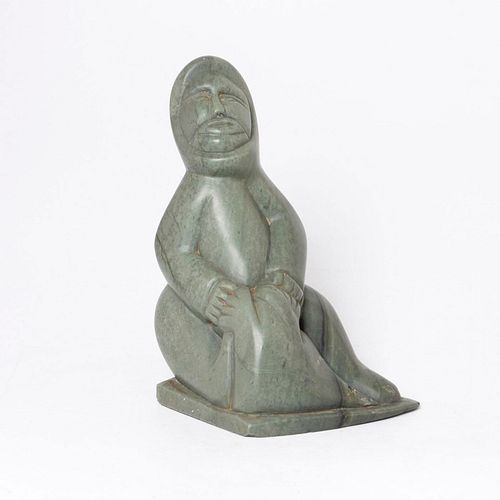 INUIT STONE SCULPTURE, SIGNED,