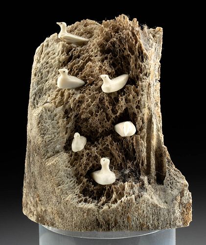 INUIT WHALEBONE & IVORY BIRDS