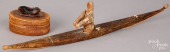 INUIT WOOD AND HIDE KAYAK, ETC