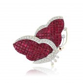 INVISIBLY-SET RUBY BUTTERFLY B