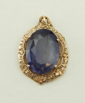 IOLITE AND 14K YELLOW GOLD PEN