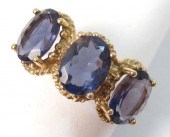 IOLITE AND TEN KARAT GOLD RING