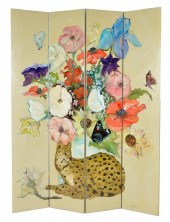 IRA YEAGER FOUR PANEL SCREEN,