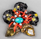 IRADJ MOINI SILVER-TONE FLOWER