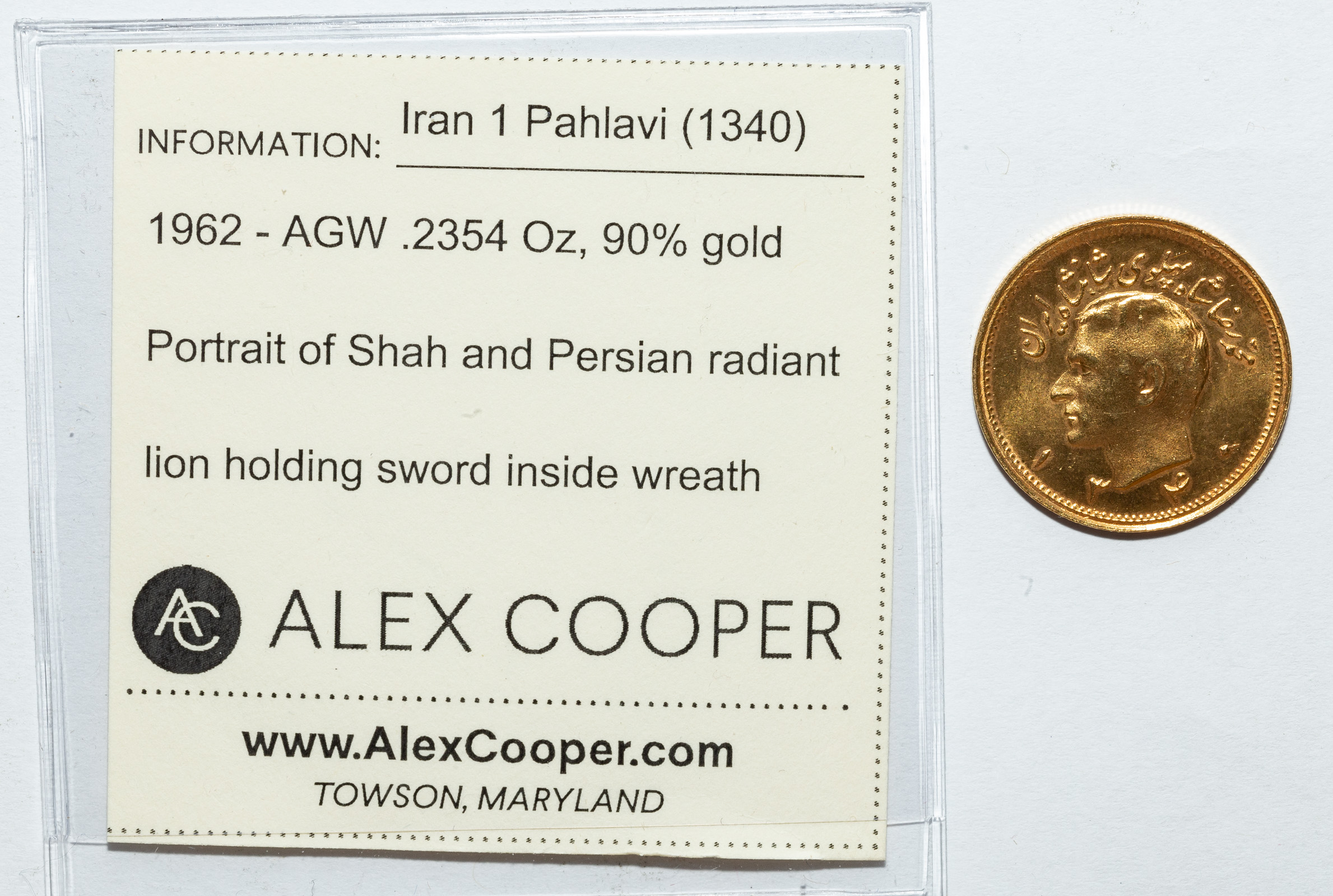 IRAN - GOLD ONE PAHLAVI (1340) 1962