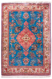 IRANIAN GHOUM SILK SIGNED RUG,