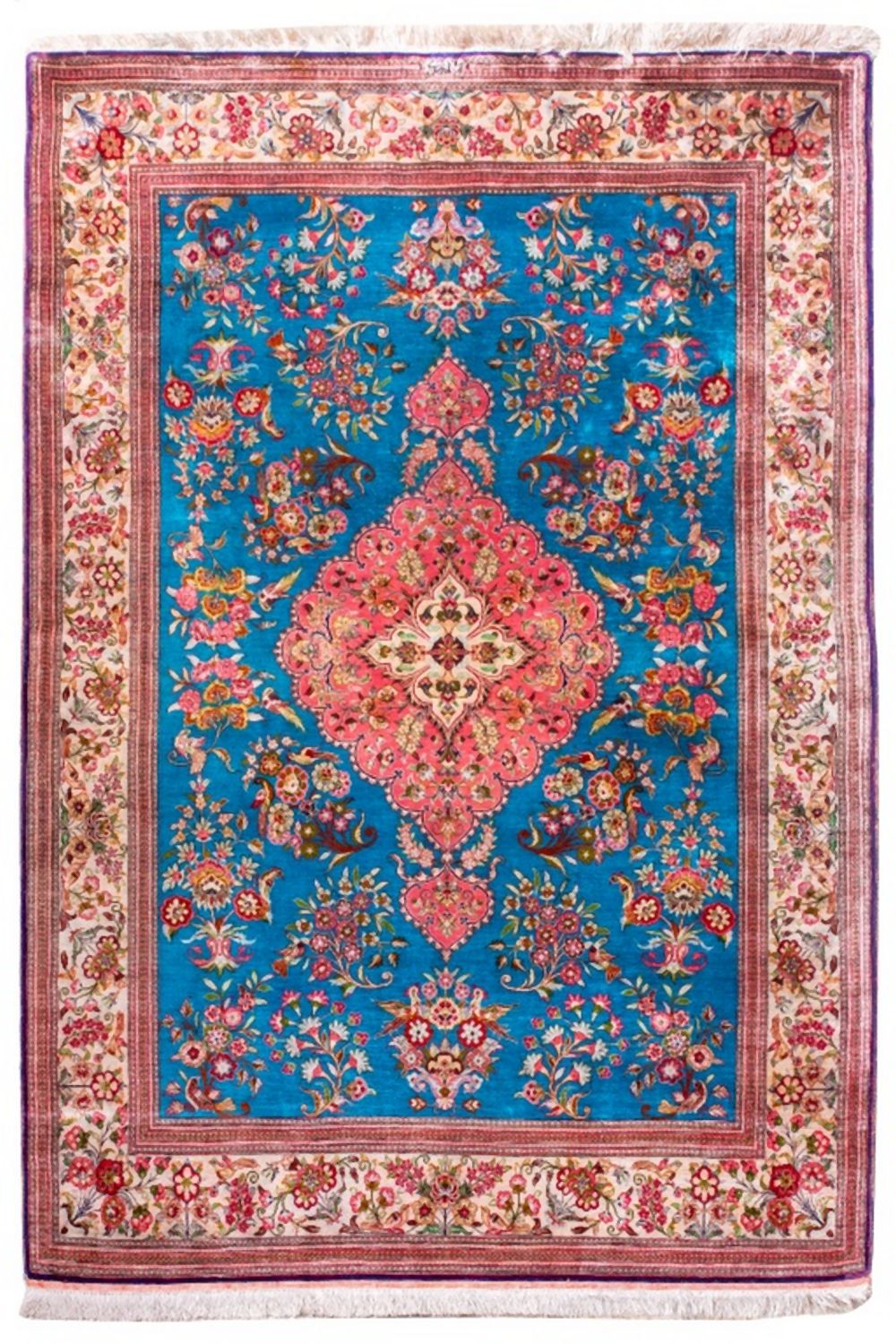 IRANIAN GHOUM SILK SIGNED RUG, 6' X