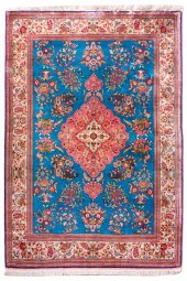 IRANIAN GHOUM SILK SIGNED RUG,