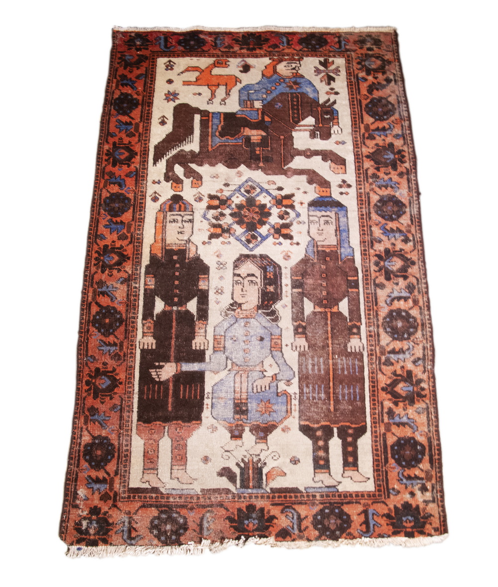 IRANIAN PICTORIAL RUG Figure of a