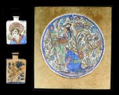 IRANIAN POTTERY, THREE PIECES,