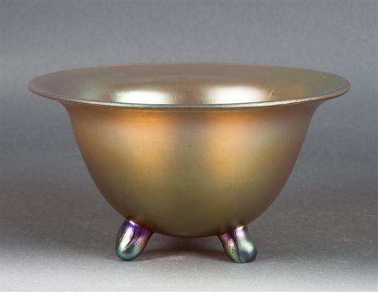 Iridescent art glass footed bowl