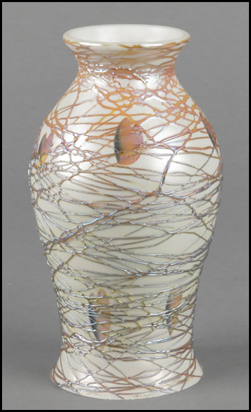IRIDESCENT GLASS SHADE. Bearing a