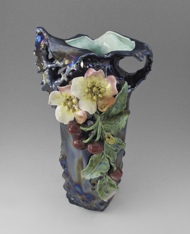 IRIDESCENT GLAZE FLORAL POTTERY