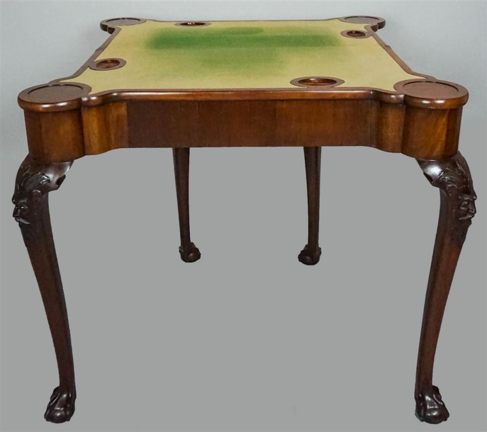 IRISH CARVED MAHOGANY CARD TABLE,