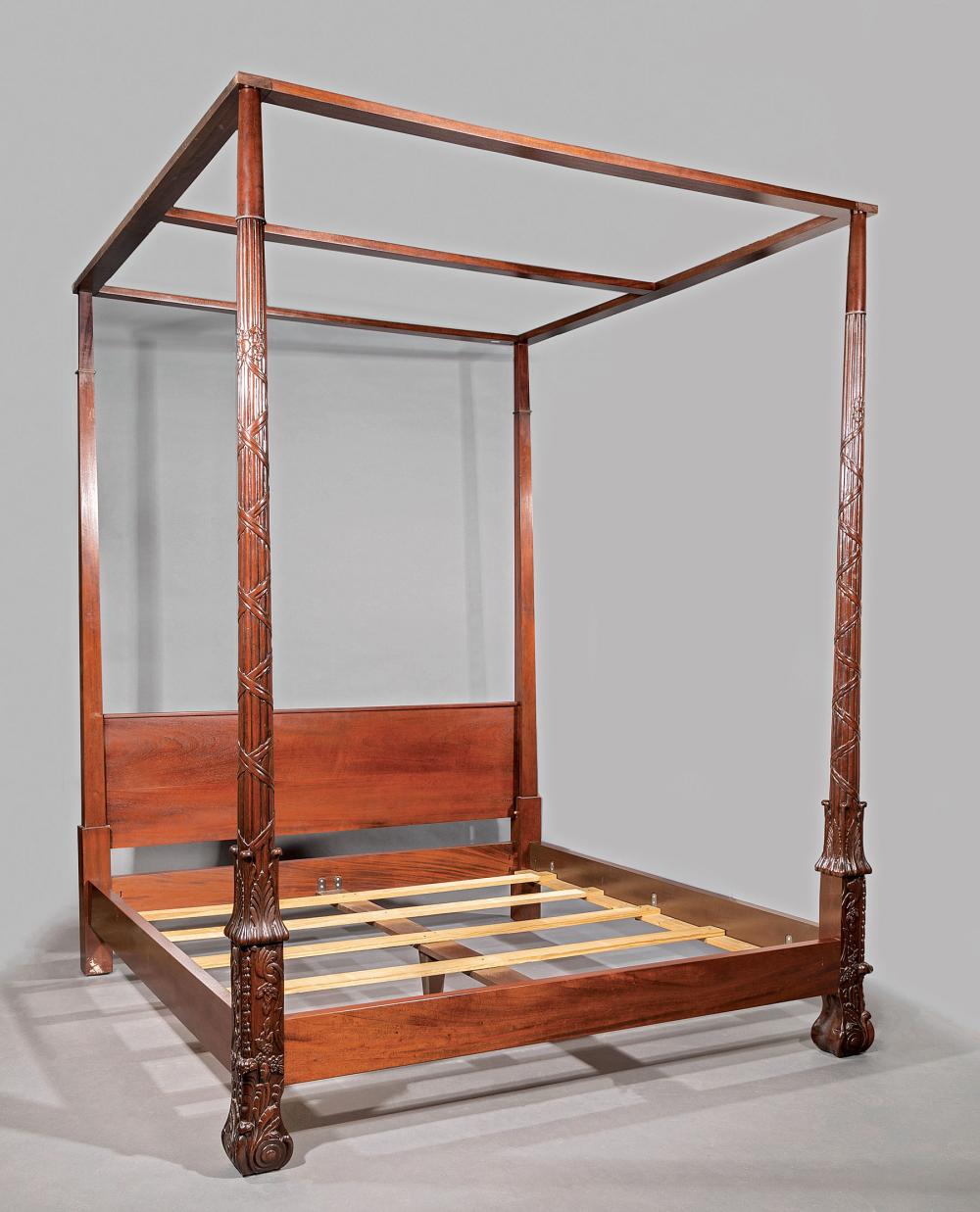 IRISH CARVED MAHOGANY TESTER BED,