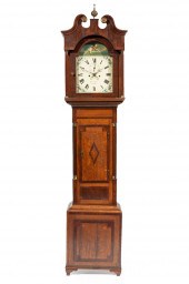 IRISH INLAID OAK TALLCASE CLOC