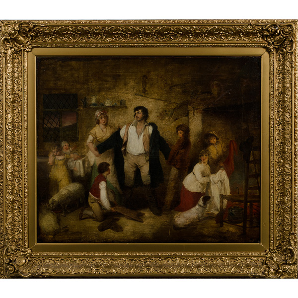 Irish Interior Scene Oil on