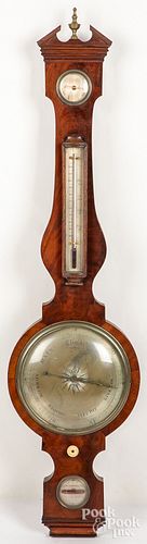 IRISH MAHOGANY BANJO BAROMETER,