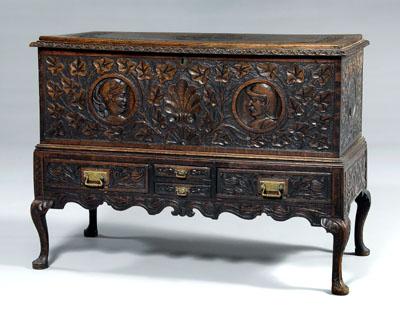 Irish Queen Anne oak chest on
