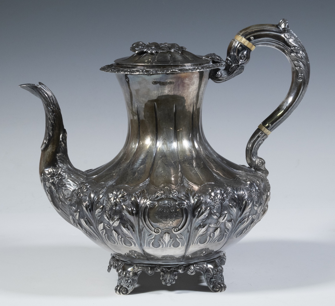 IRISH SILVER COFFEE POT BY JAMES