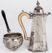 IRISH SILVER TEAPOT, LADLEIris