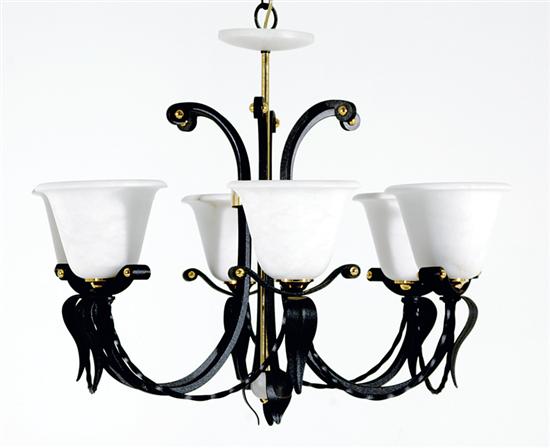 Iron and alabaster six-light