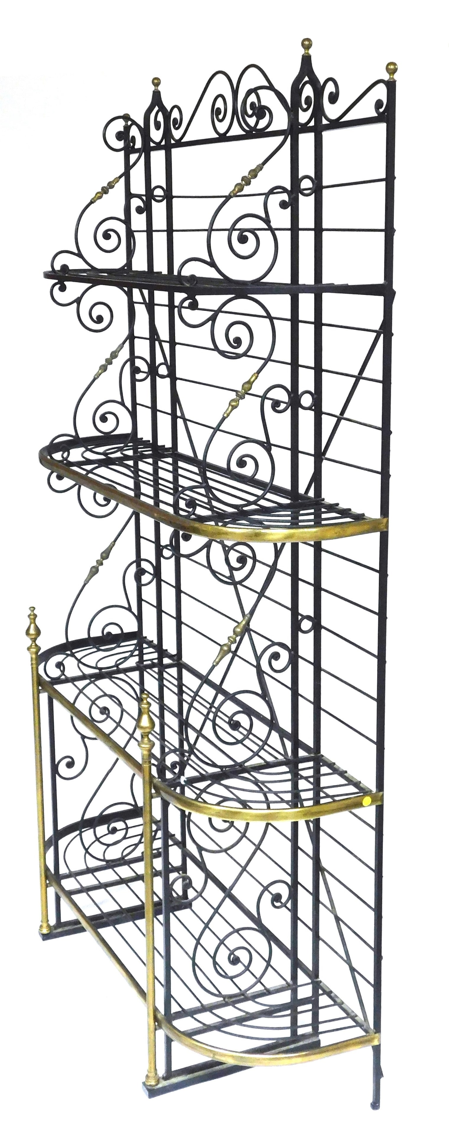 IRON AND BRASS TRIM BAKER’S RACK,