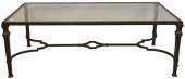 IRON AND GLASS TOP COFFEE TABL