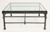 IRON AND GLASS TOP COFFEE TABL