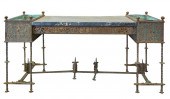 IRON AND MARBLE PLANTER TABLEI
