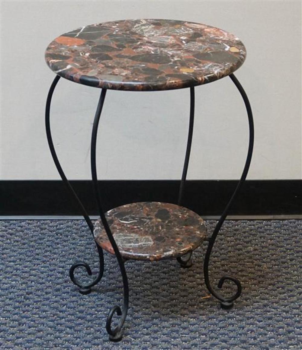 IRON AND MARBLE ROUND TABLE AND A