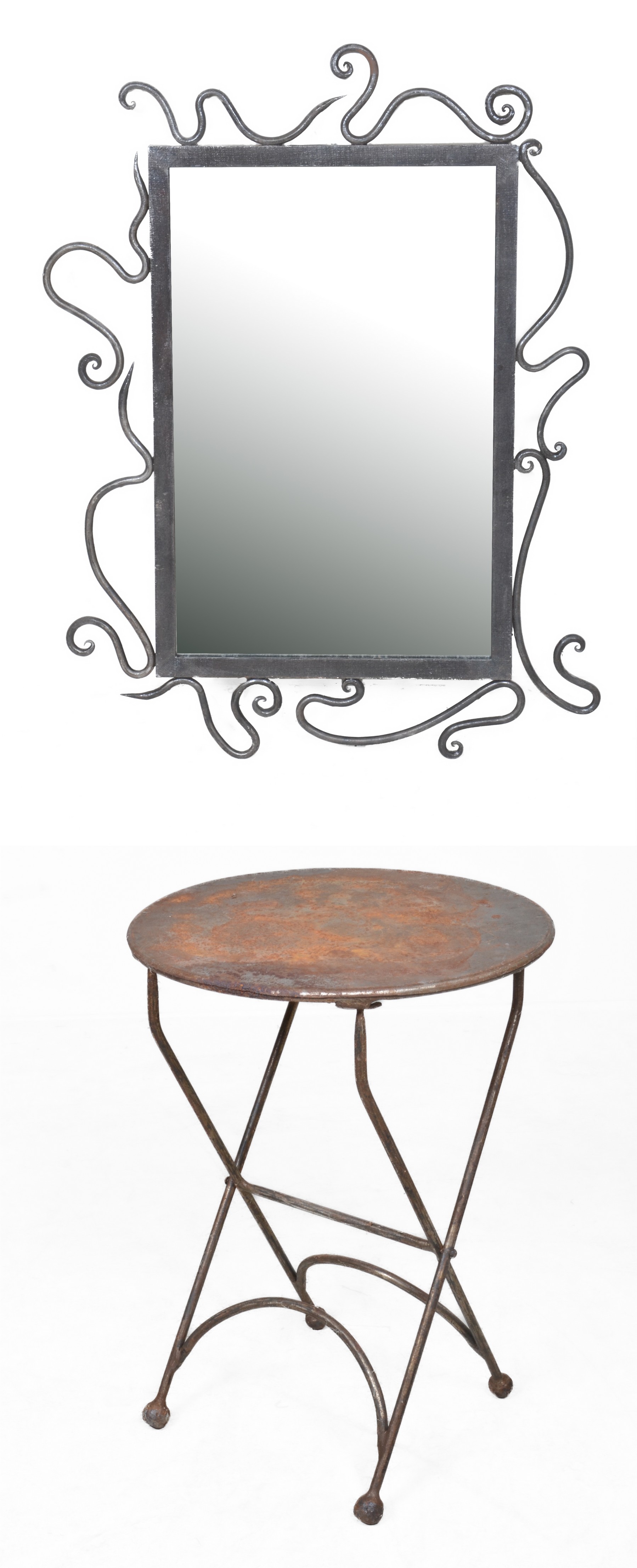 Iron and metal 2-pc side table,