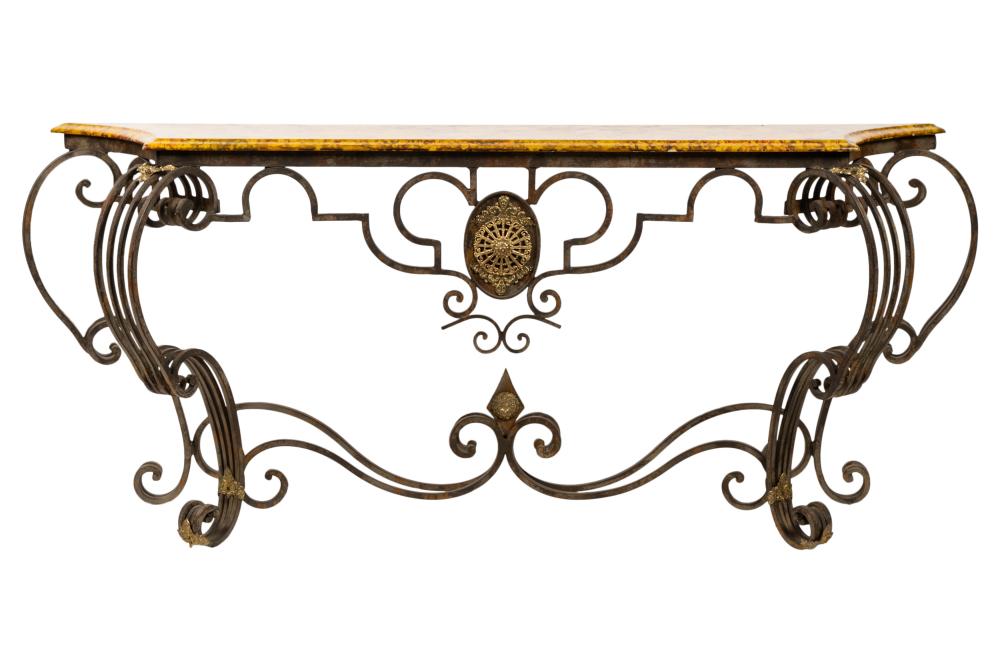 IRON AND PAINTED WOOD CONSOLE