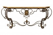 IRON AND PAINTED WOOD CONSOLE
