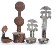 IRON AND TIN FAT LAMPS, 19TH C