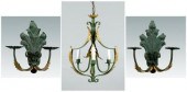 Iron and toleware chandelier,
