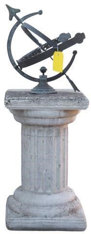 IRON ARMILLARY SPHERE ON STONE