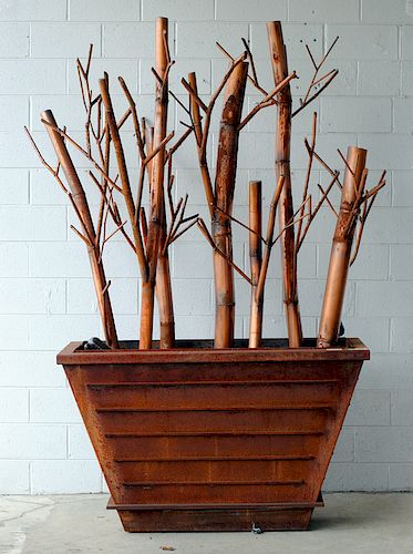 IRON BAMBOO FORM TREE SCULPTURE