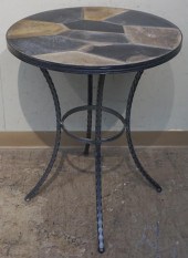 IRON BASE STONE TOPPED OUTDOOR