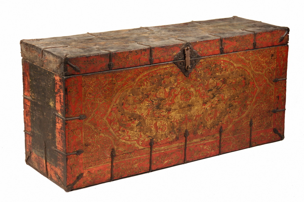 IRON BOUND TIBETAN TRUNK - 17th c