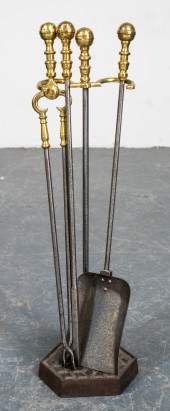 IRON & BRASS FIRE TOOLS WITH S