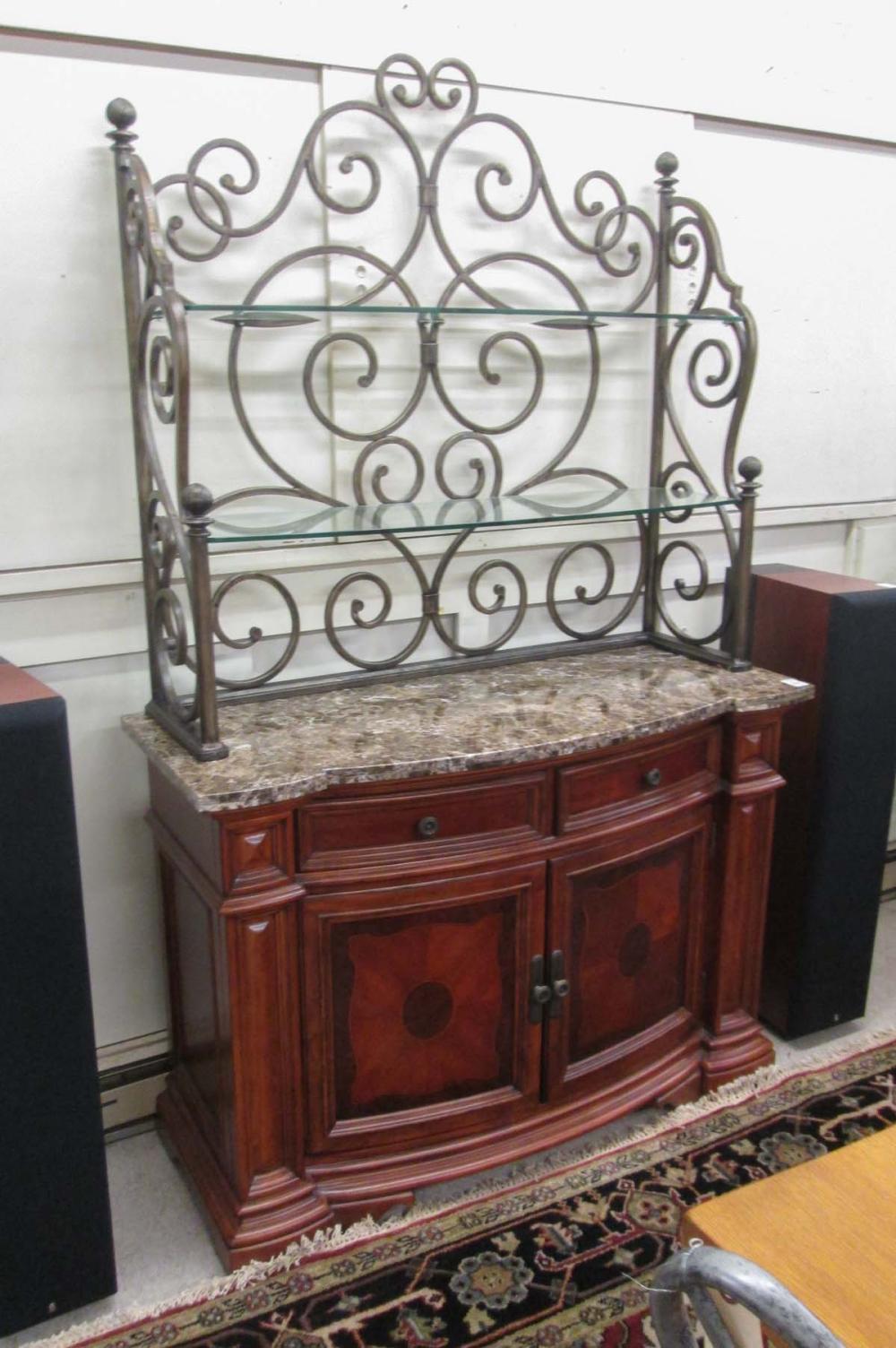 IRON ETAGERE ON MARBLE-TOP