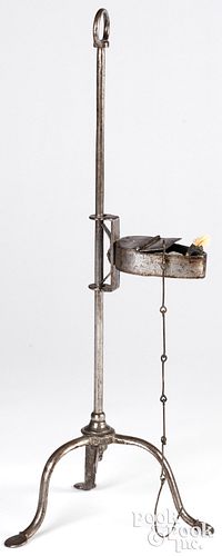 IRON FAT LAMP, 18TH C.Iron fat